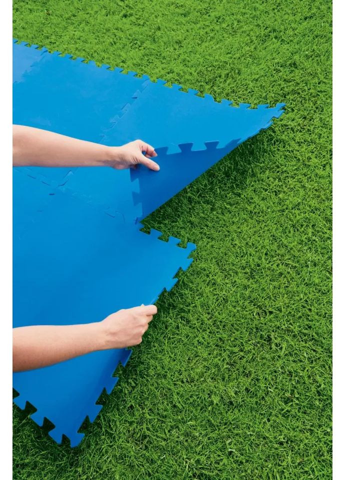 Килимок-пазли для дітей 9шт 50х50см блакитний м'який підстилка для ігор та занять розвиваючий килимок Bestway (368755626)