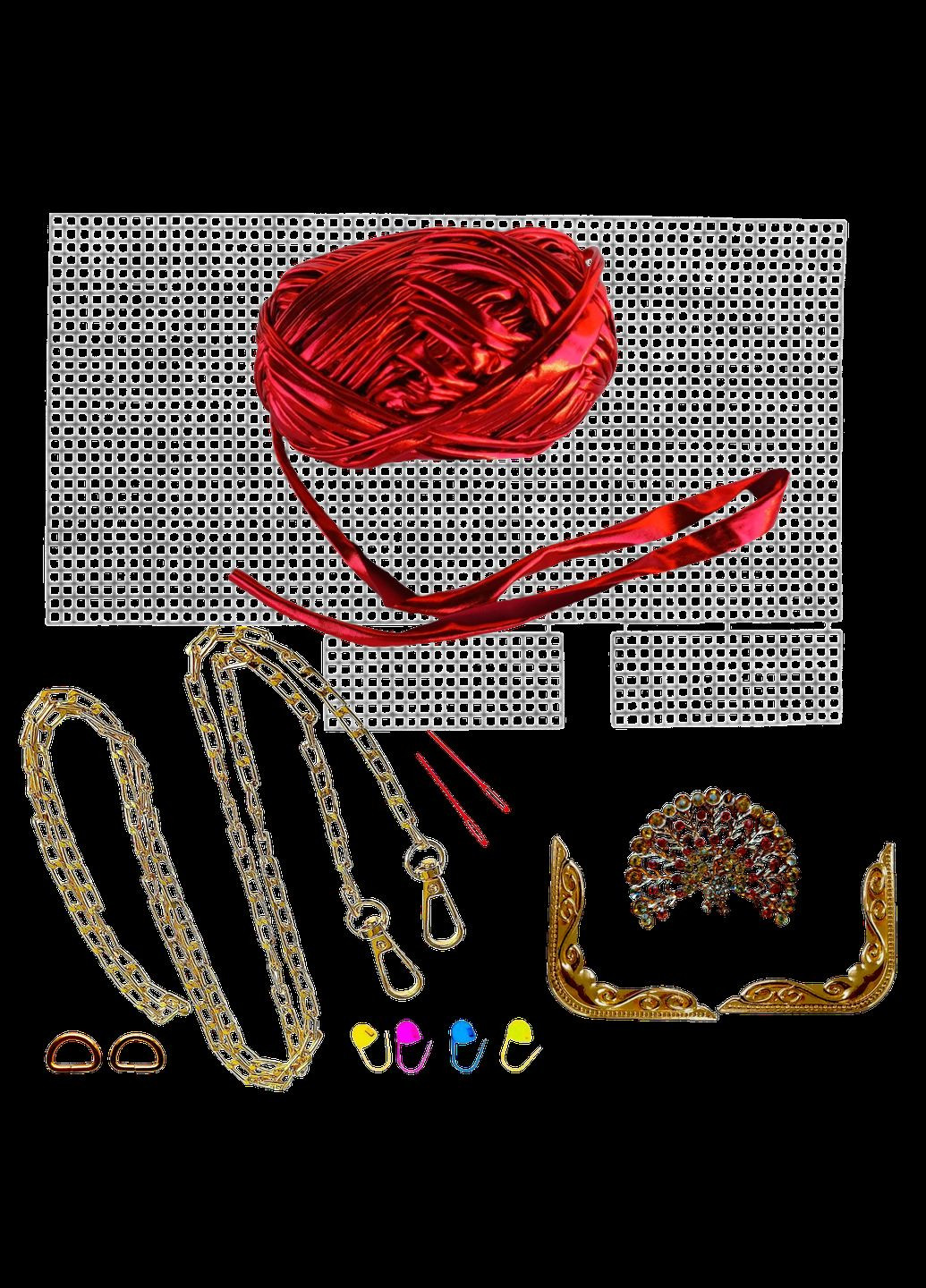 Набор для создания сумки из пластиковой канвы "Декоративная брошь Павлин" + нити Металлик Красный No Brand 8219-44 (332769414)