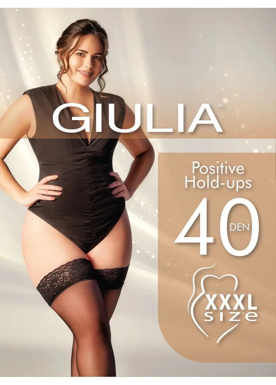 Чулки с кружевом на силиконе POSITIVE HOLD UPS calze 40 den Giulia (382746295)