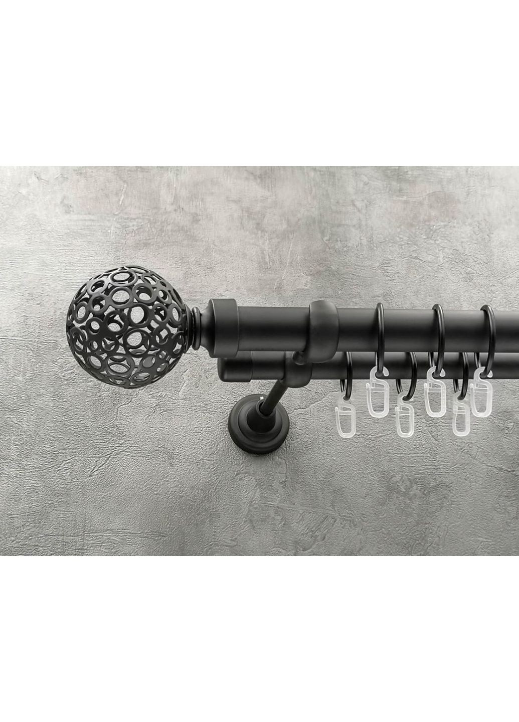 Карниз Савона гладка штанга подвійний відкритий 25/19 мм 320 см Чорний матовий Quadrum (352781564)