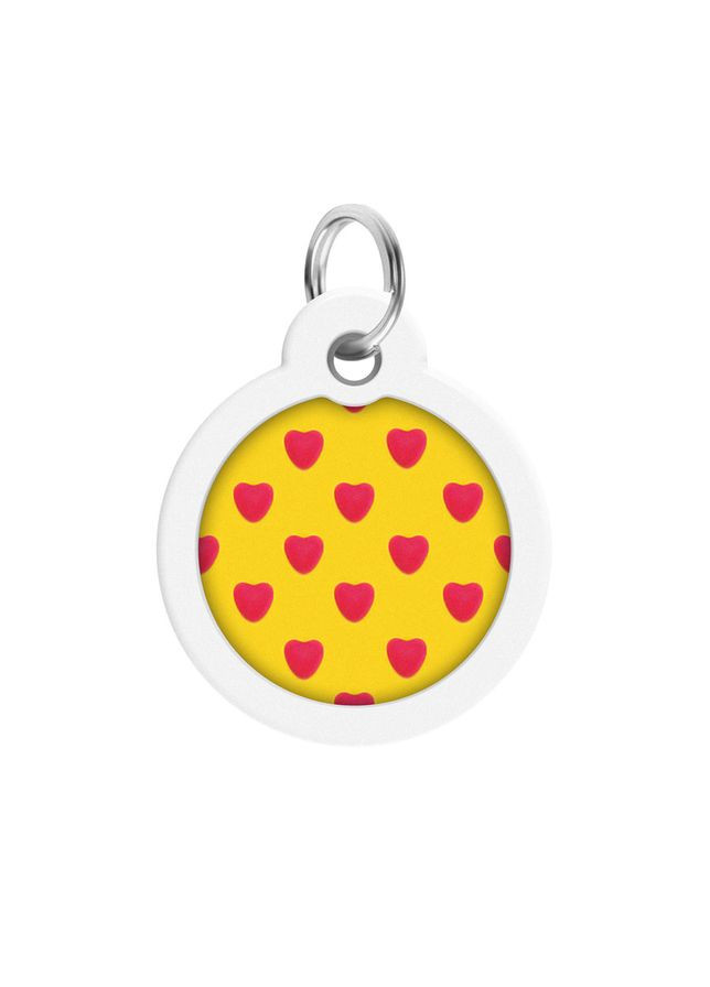 Адресник для собак і котів металевий Smart ID з QR паспортом, малюнок "Серця", коло, Д 30 мм WAUDOG (365061857)