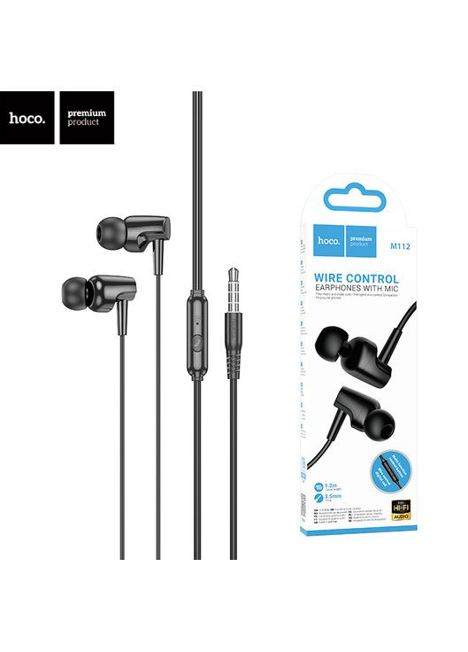 Наушники с микрофоном Hoco M112 черные No Brand (354706813)