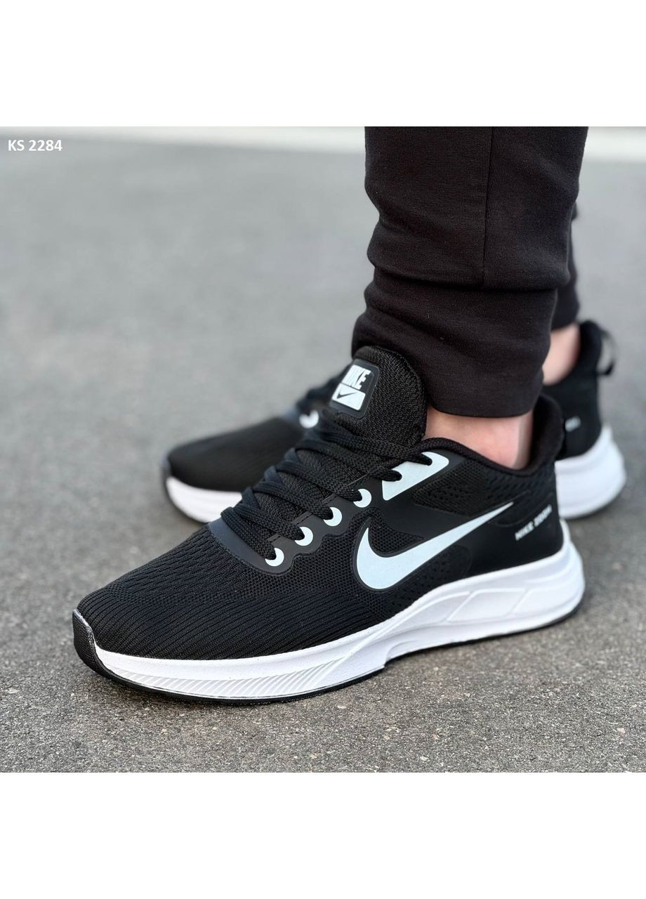 Черные демисезонные кроссовки мужские nike air zoom black white найк аир зум No Brand