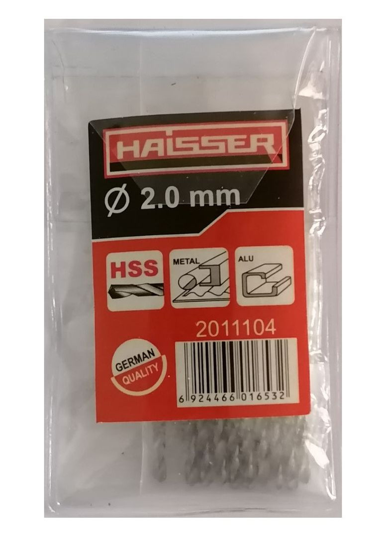 Сверло по металлу 2.0х24х49 мм цилиндрический хвостовик (DIN 338), (HS101003/2011104) 15833 Haisser (292565751)
