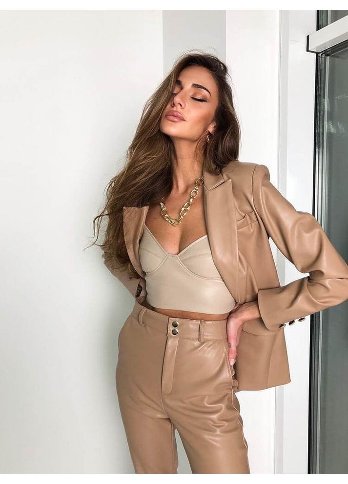 Жіночий топ з екошкіри FUROR на бретелях (mil392) milirud (369165501)