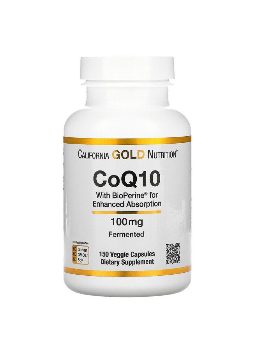 Коензим Q10 USP із Біоперином, 100 мг, CoQ10 USP with Bioperine,, 150 вегетаріанських капсул California Gold Nutrition (353497088)
