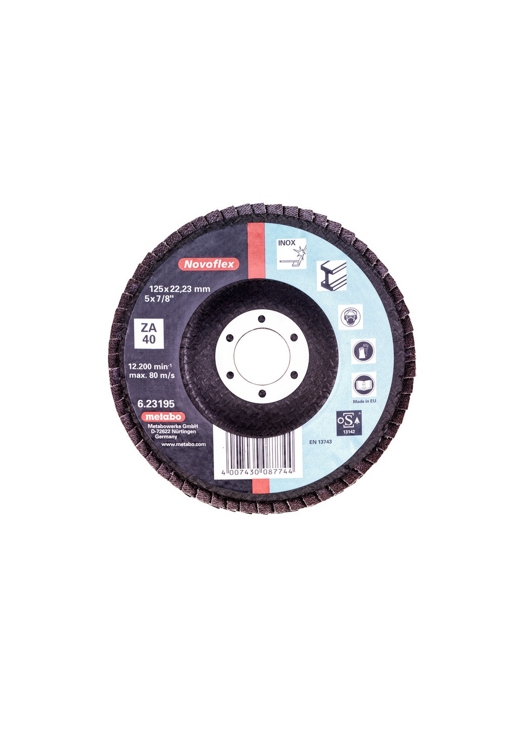 Ламельный шлифовальный круг Novoflex 125 мм, P 40, N-ZK 623195000 (8703) Metabo (295033270)