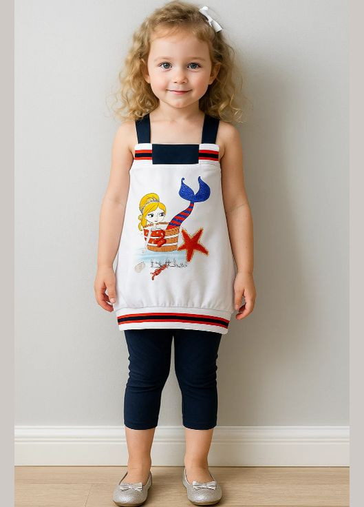 Белый летний белый демисезонный костюм (туника, леггинсы) baby girl bj3273 костюм Byblos туніка+легінси