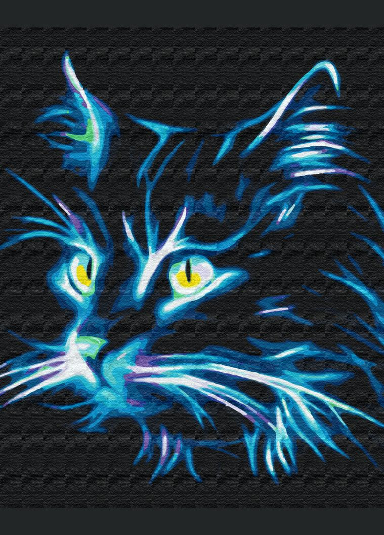 Картина за номерами Неоновий кіт Картини в цифрах тварини 40x50 Малювання за номерами Кішка Кіт BS32107 Brushme (323167152)