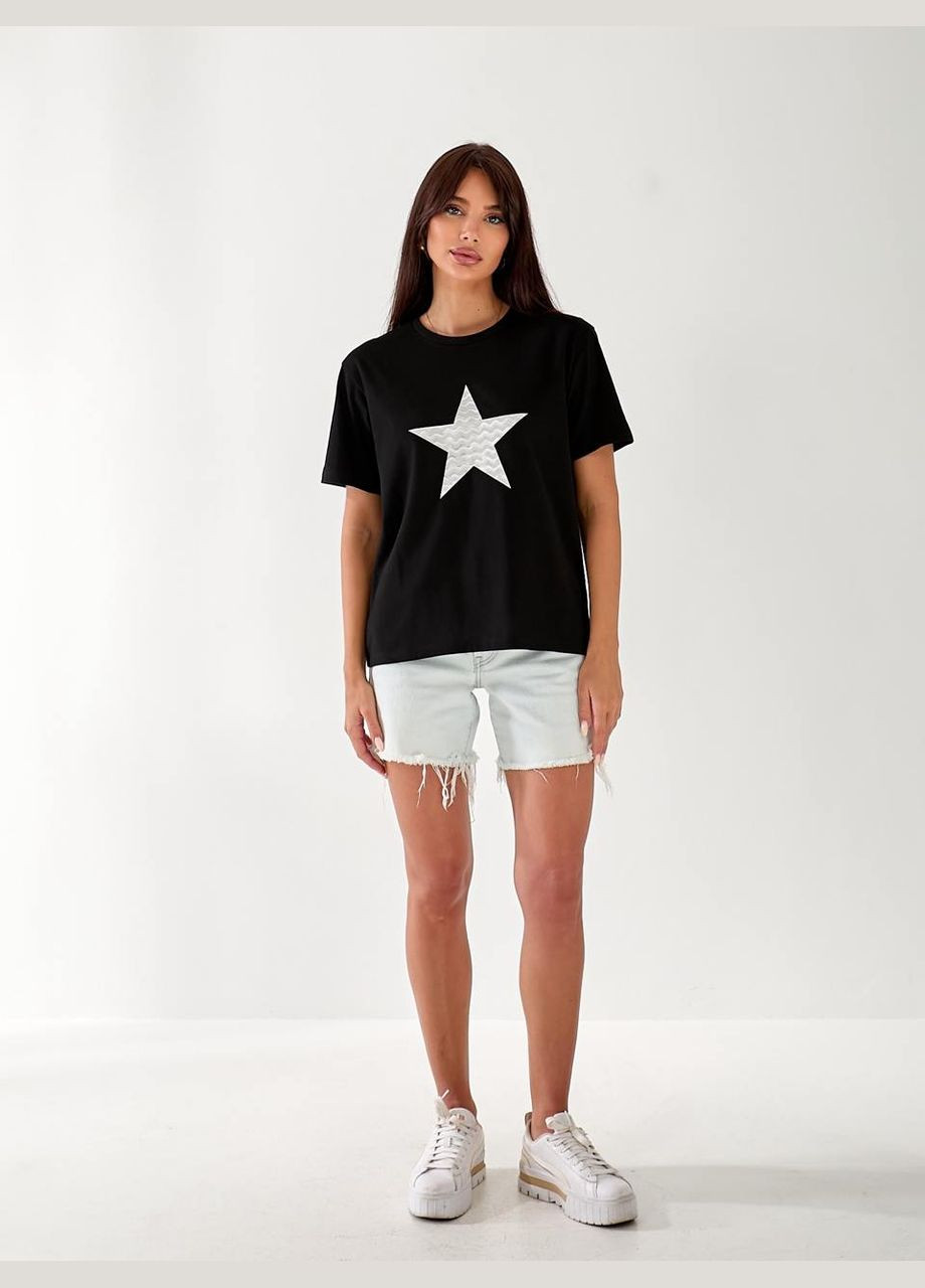 Базовая женская футболка со звездой Fashion - (334016593)