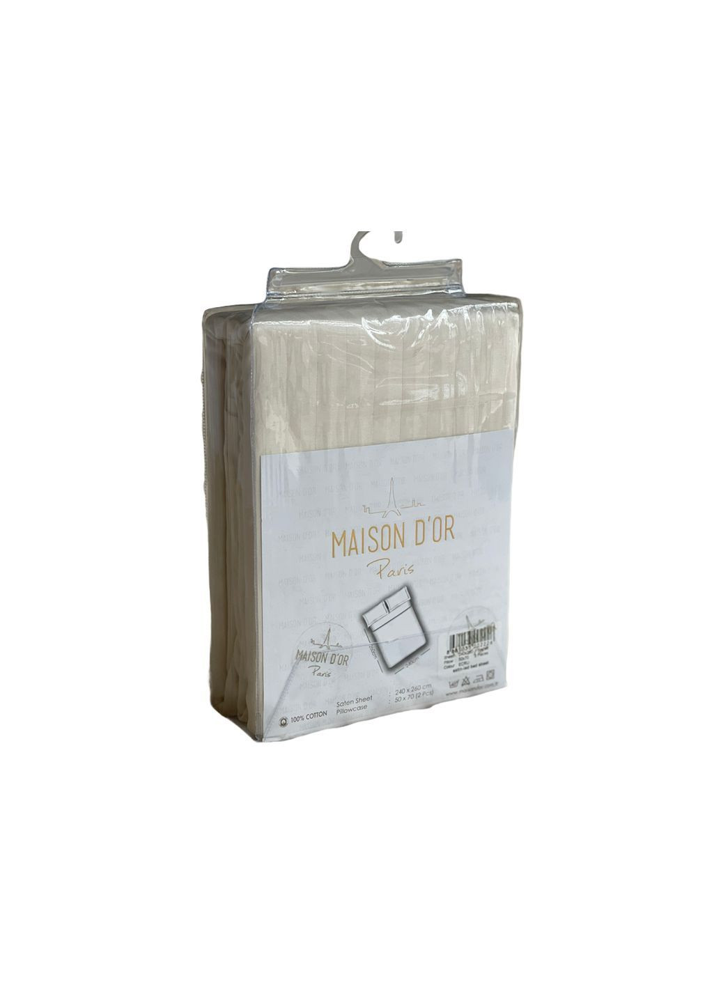 Простирадло сатинова ecru 240x260 +наволочки 2-50x70 Maison D'or (365963448)