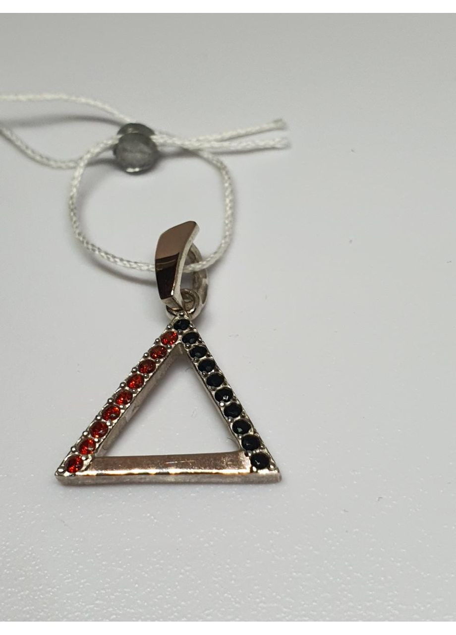 Підвіска, кулон з срібла 925 проба Трикутник з золотою напайкою червоно-чорне каміння No Brand (327435358)