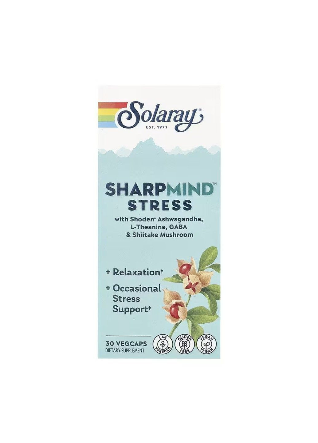 SharpMind Nootropics Stress, SharpMind ™ Stress, 30 вегетарианских капсул Solaray (367954477)