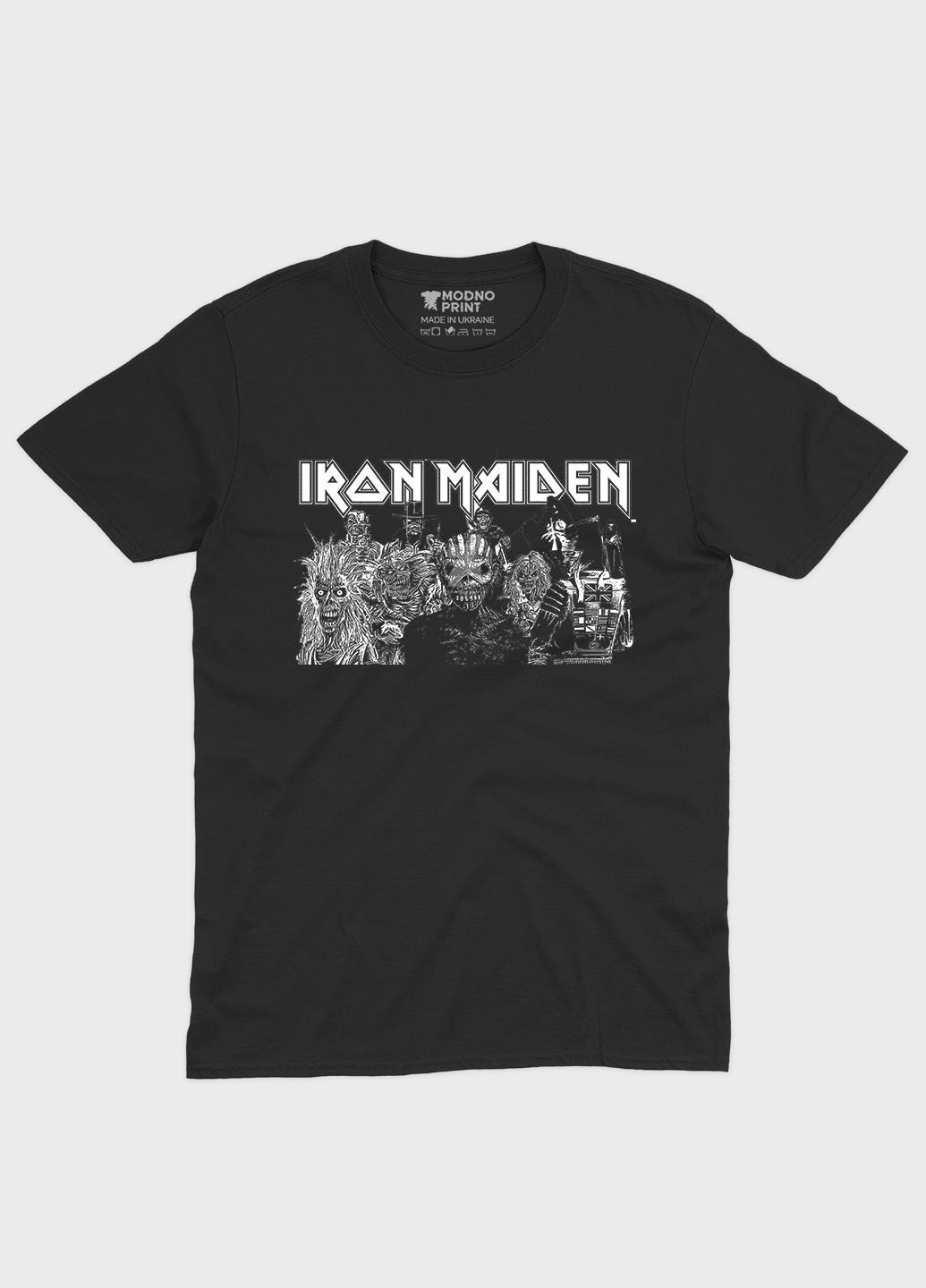 Черная мужская футболка с рок-принтом "iron maiden" (ts001-2-bl-004-2-145) Modno