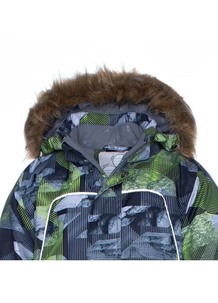 Серая детский зимний комбинезон bruce, р.110, серый с принтом () Huppa 36330030-92548-110