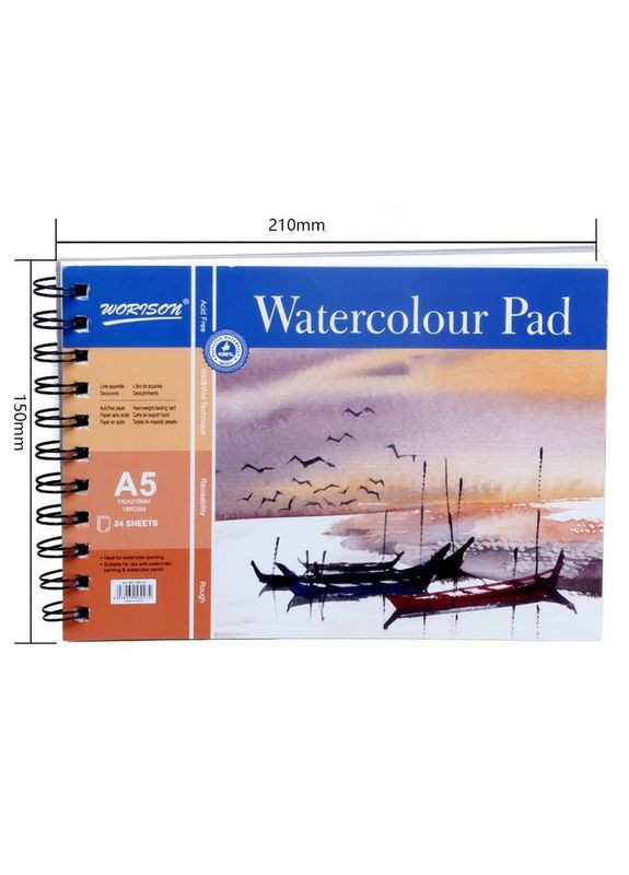 Альбом для акварели Watercolor Pad формат А5 24 листа 180г/м² Worison (322635077)
