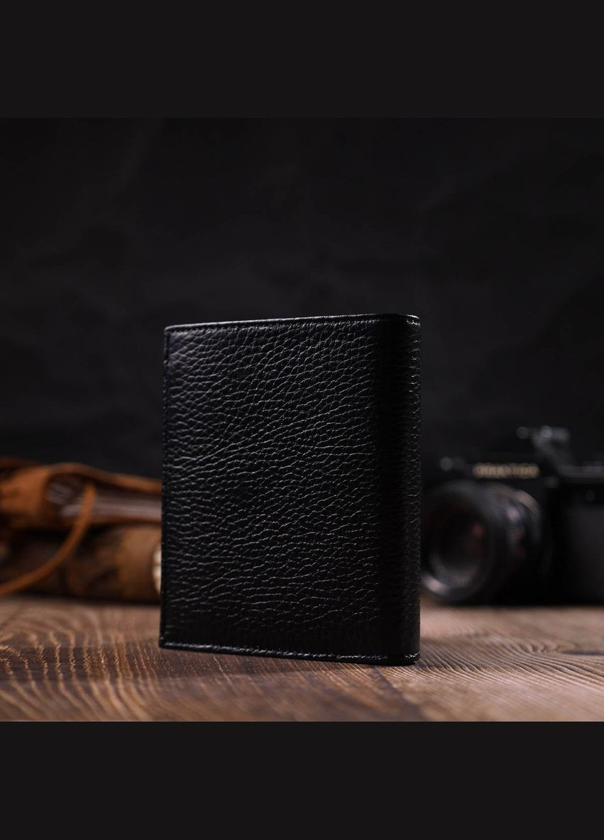 Маленький кошелек мужской Кожаный зернистый без застежки 21988 Черный Bond (306881699)