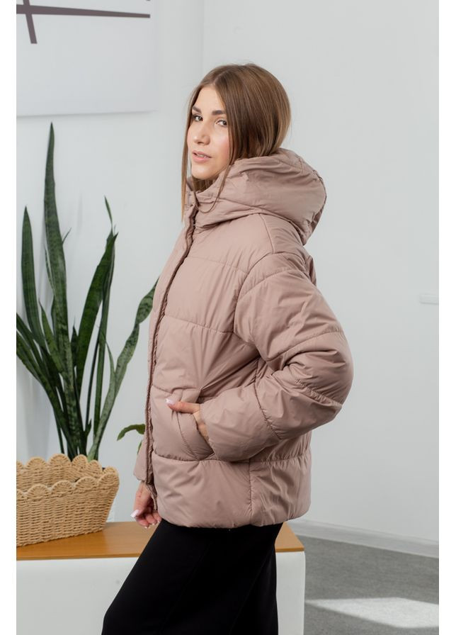 Світло-коричнева куртка демісезонна жіноча подовжена 23.2165 44( ) світло коричневий AKSAN