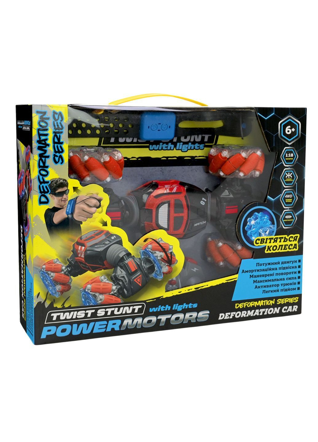 Радіокерована машина-перевертень POWERMOTORS з акумулятором, світлом і звуком, 35,5×27×8 см - No Brand PM3408 (371927908)