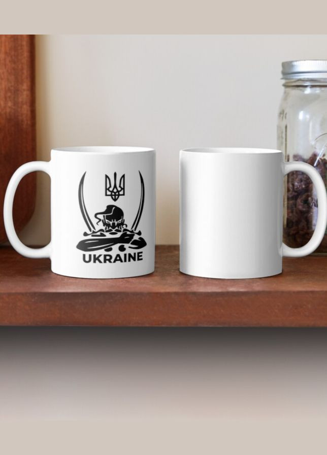 Чашка Керамічна Кружка з принтом Козак тризуб Ukraine Біла 330 мл Orca (317319883)