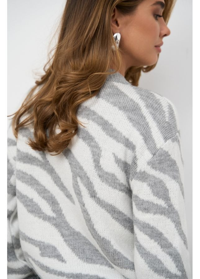 Сірий демісезонний джемпер з анімалістичним принтом із вовни мериноса та альпаки (2856) Triko Bakh