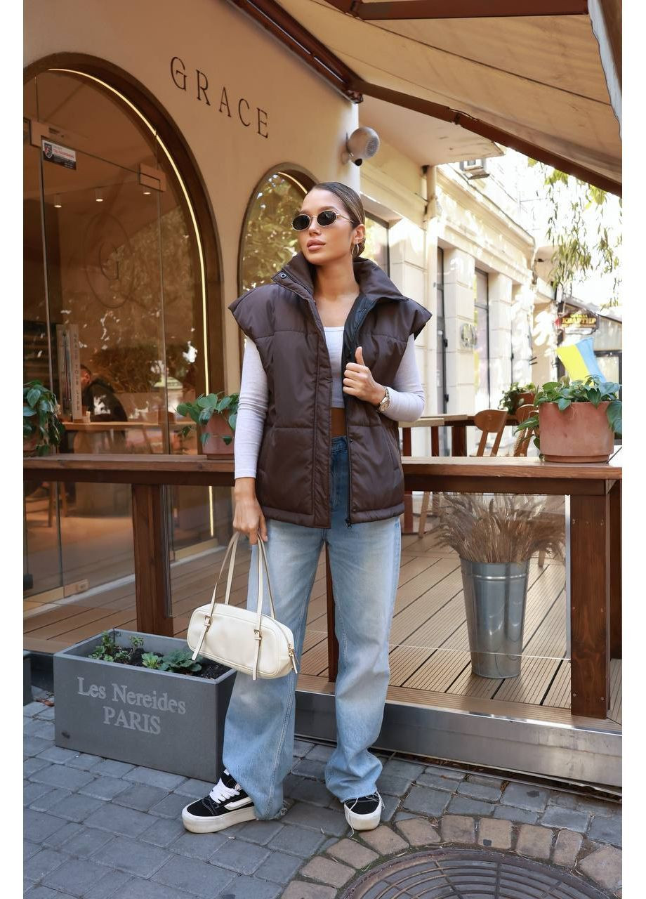 Женский утеплённый жилет оверсайз плащёвка No Brand Р1559-7084/1 (365815412)