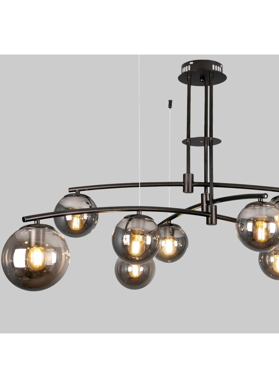 Чорна сучасна люстра на 9 білих плафони (52-9827-9 BK+BK) No Brand (370071442)