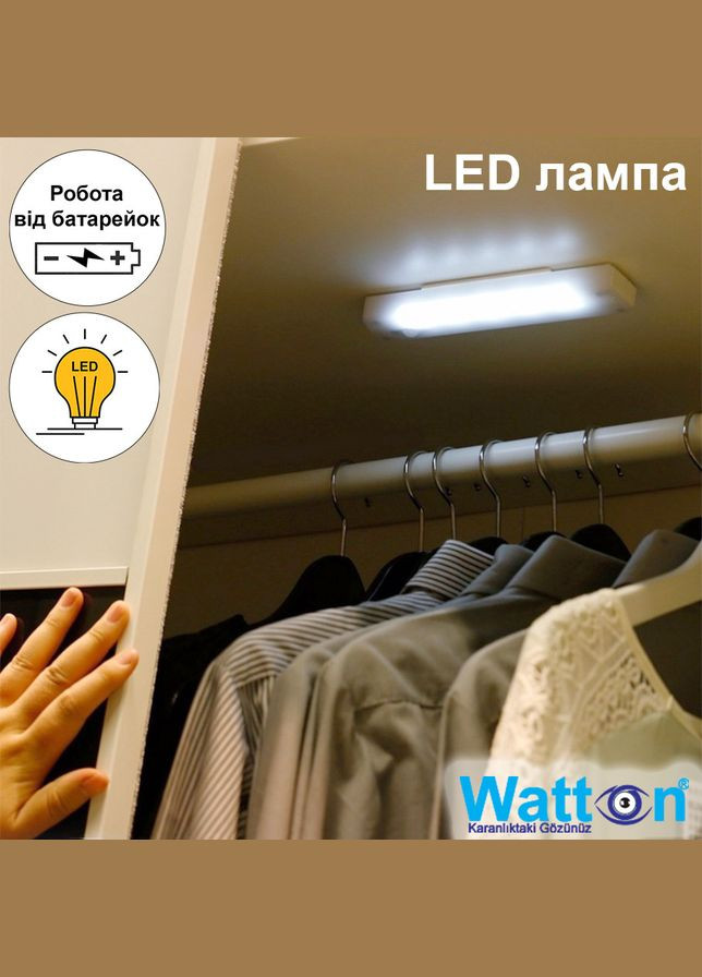 Светодиодная лампа Led, настенный фонарик COB WT-063 на батарейках, световая панель навесная Watton (338854946)