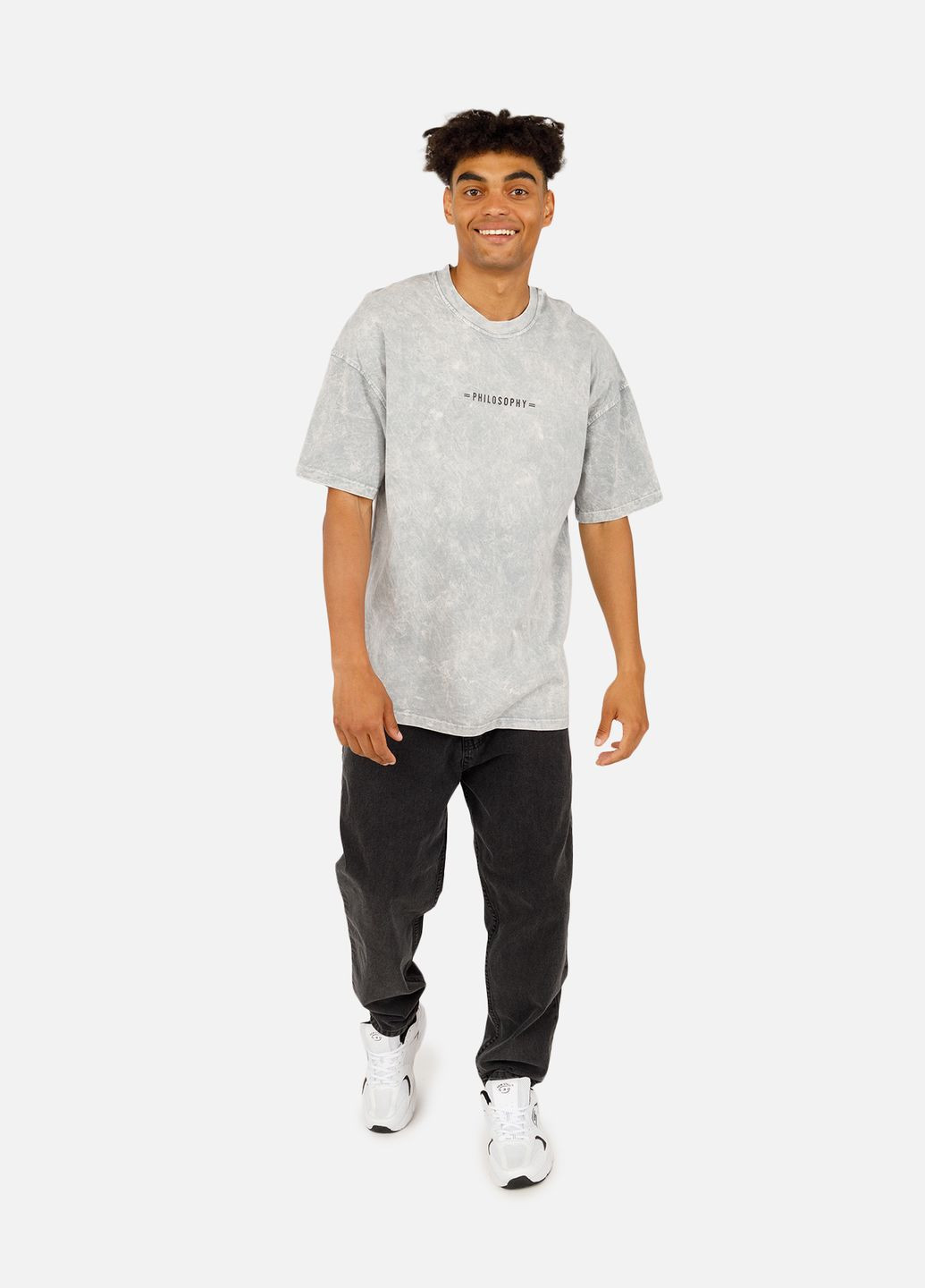 Сіра чоловіча футболка з коротким рукавом колір сірий цб-00258017 NOCHE