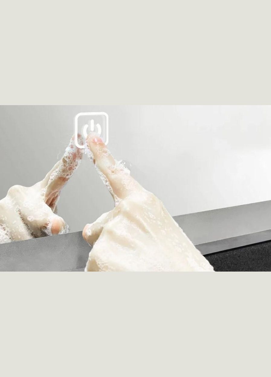 Дзеркало LED DE-M0061S1 Black 80смх65см, підігрів+ годинник/темп Dusel (316720387)