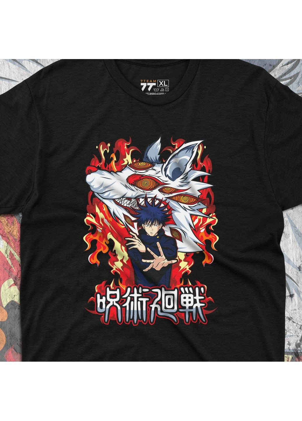 Чорна футболка з принтом магічна битва - мегумі фусігуро No Brand