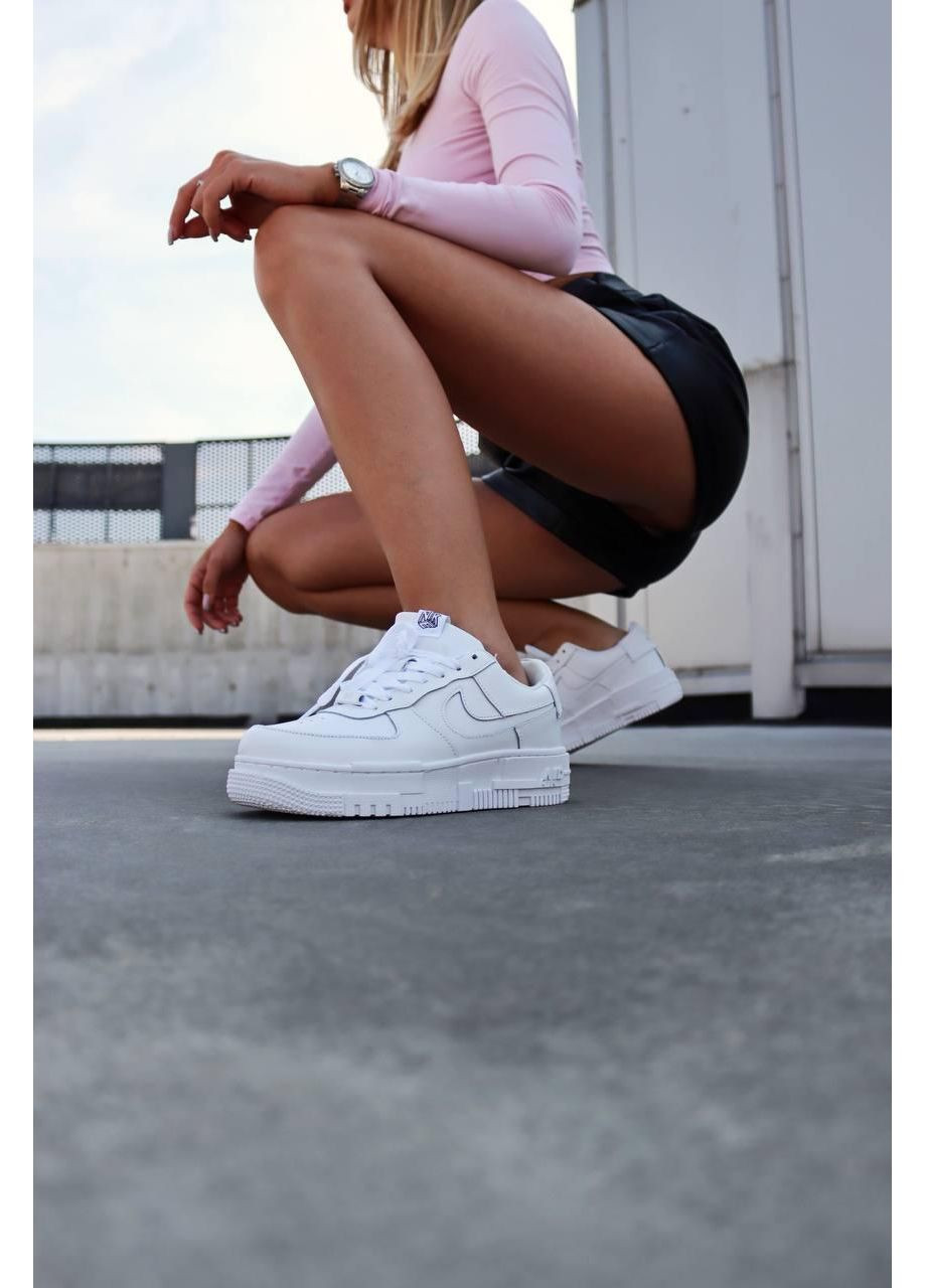 КРОСІВКИ ЖІНОЧІ NIKE AIR FORCE 1 PIXEL WHITE 2 НАЙК АІР ФОРС 1 ПРЕМІУМ No Brand білі демісезони (368888184)