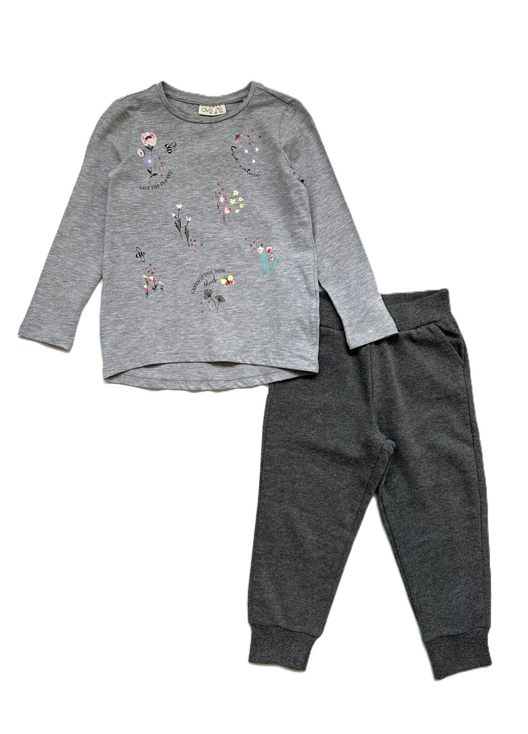 Серый демисезонный костюм реглан серый + джогеры серые 104 брючный OVS