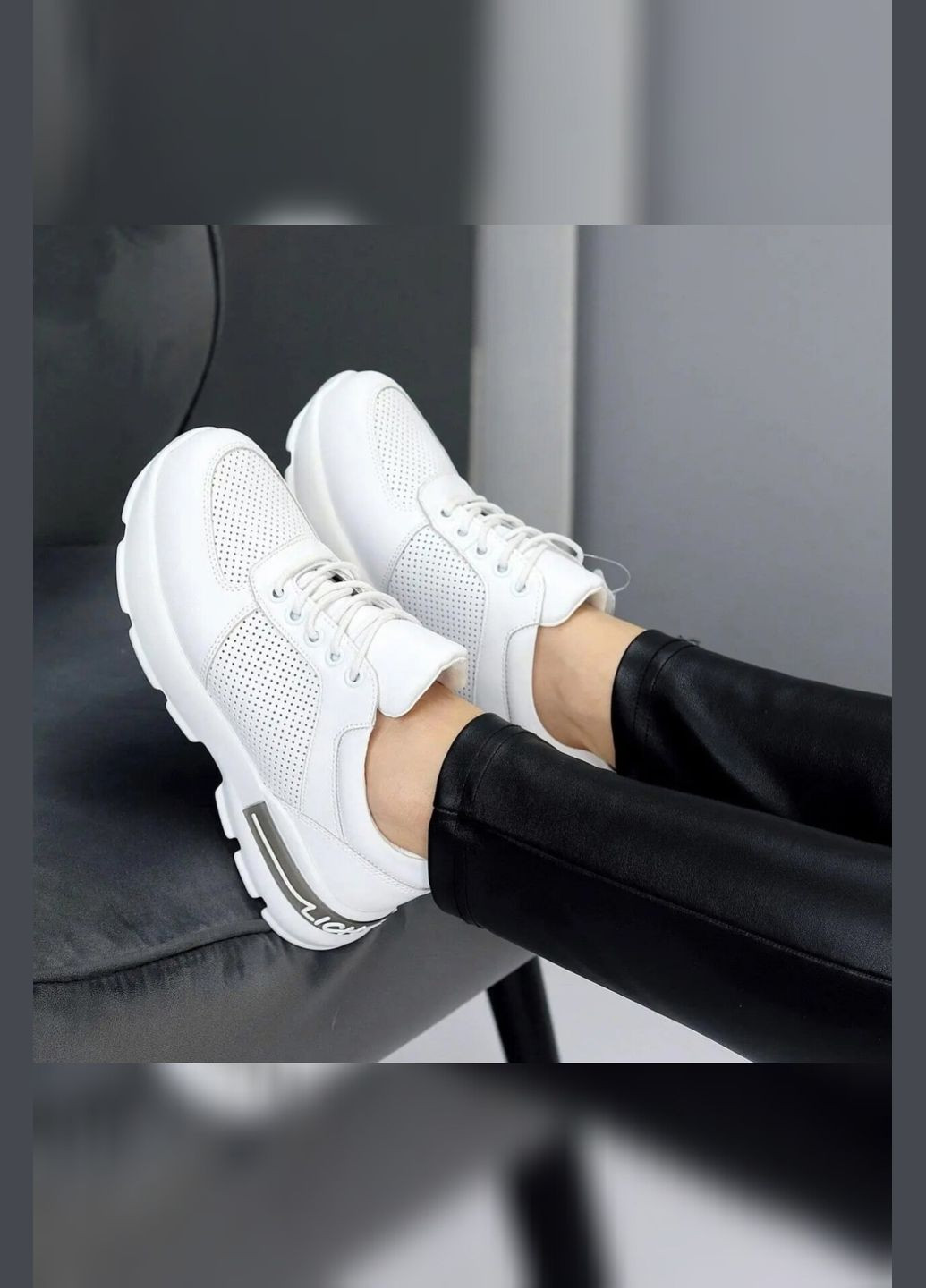 Женские спортивные кроссовки белые натуральная кожа композитная с перформацией Viki кросівки белые (322221955)