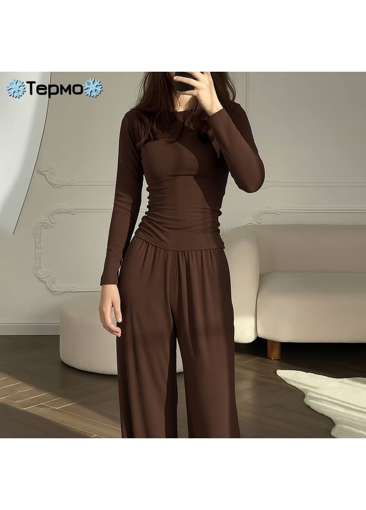 Костюм жіночий термо штани палаццо і кофта No Brand (370072717)