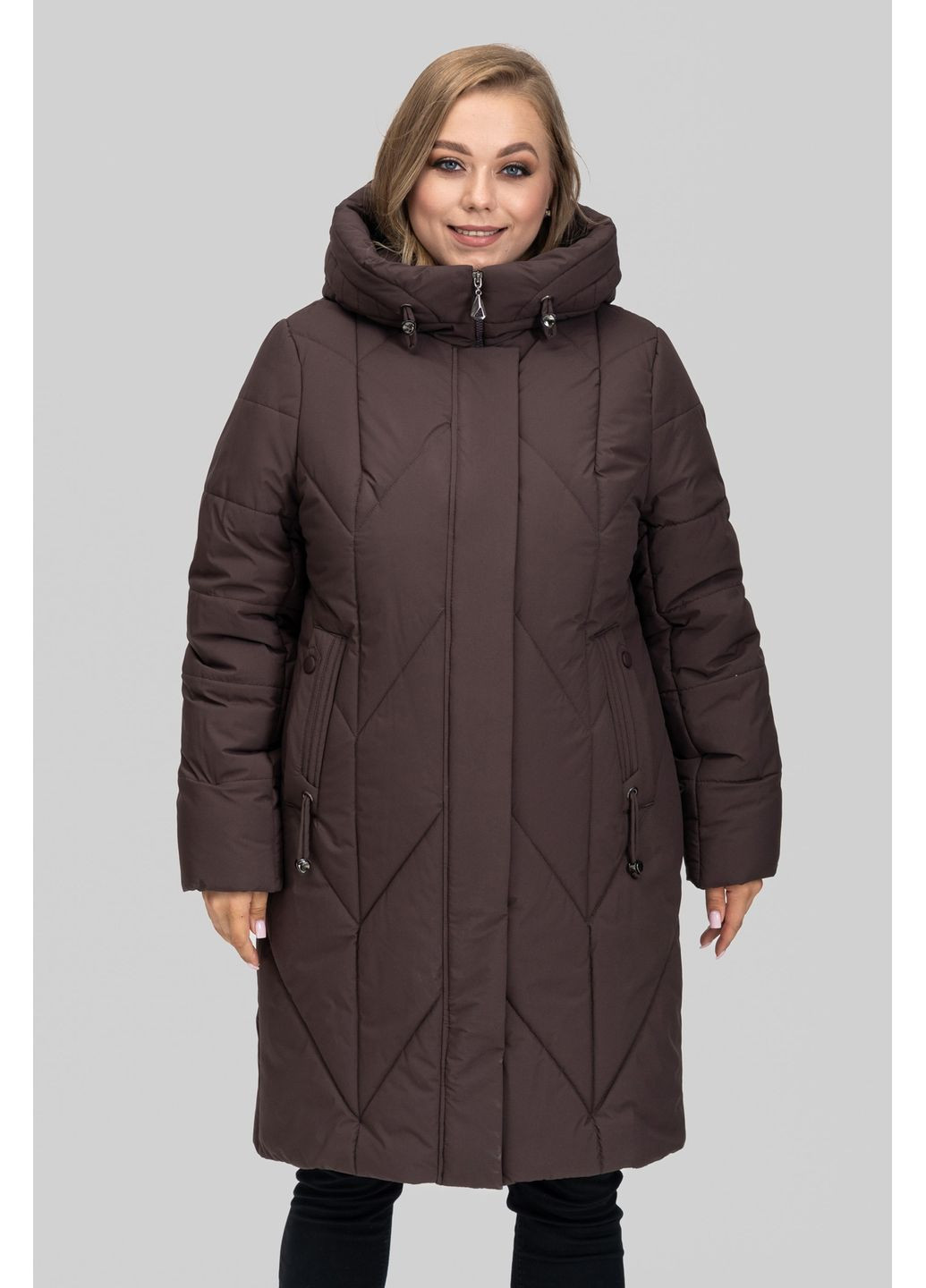 Коричневое зимнее Женское зимнее пальто из плащевки Альбина All Posa (ap102540p) A'll Posa