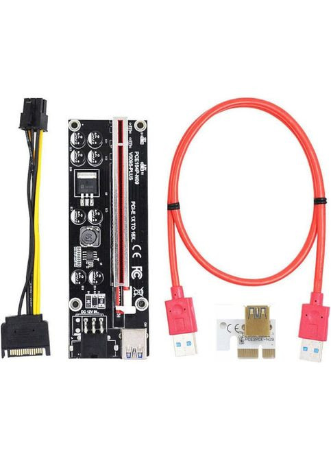 Райзер PCIE x1 to 16x 60cm USB 3.0 Red Cable SATA to 6Pin Power v. (RX-riser 009S Plus) Dynamode pci-e x1 to 16x 60cm usb 3.0 red cable sata to 6pi (290193903)