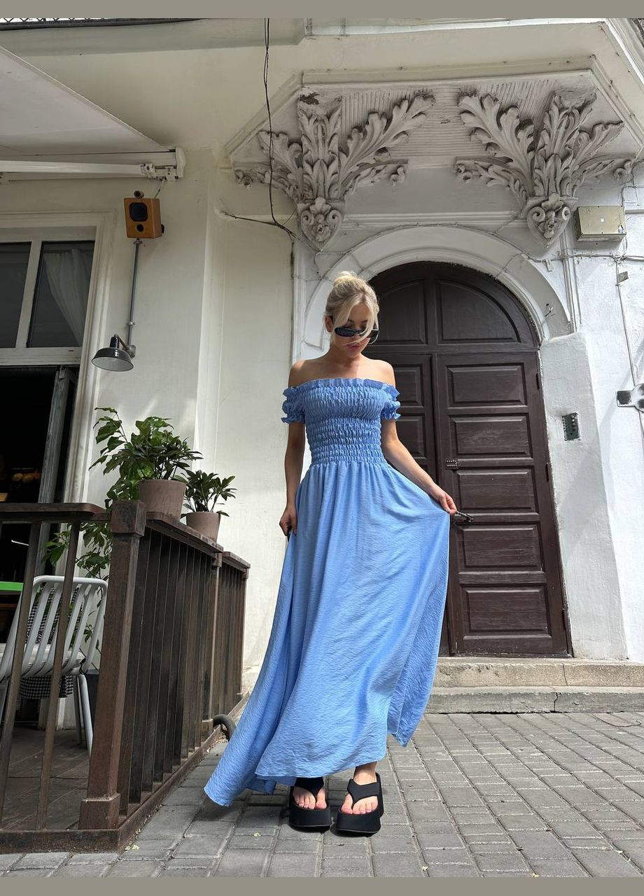 Голубое повседневный платье DK/DL Мода без кордонів однотонное