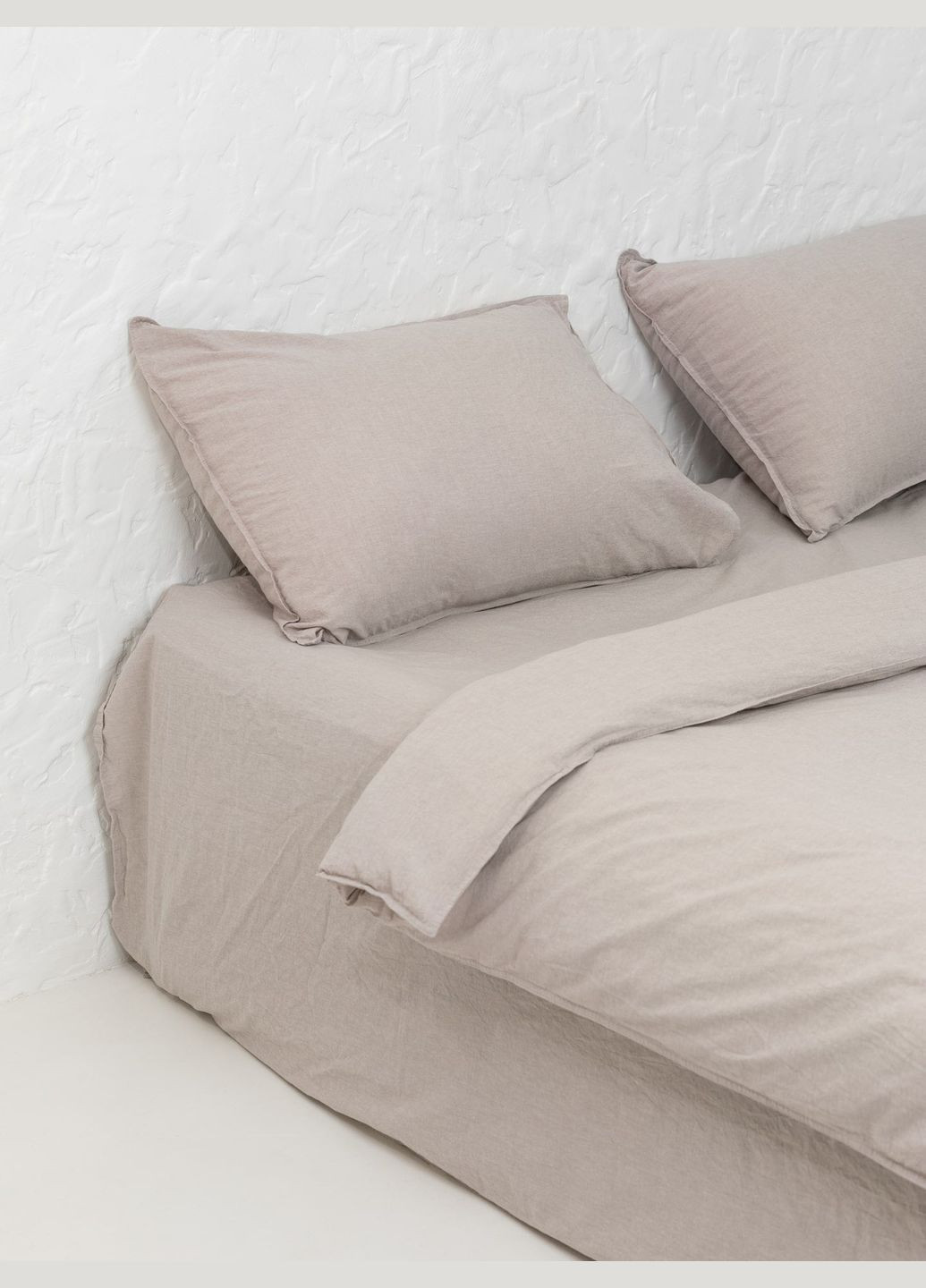 Комплект белья из вареного хлопка Grey полуторный, Простыня без резинки Leglo (300370339)