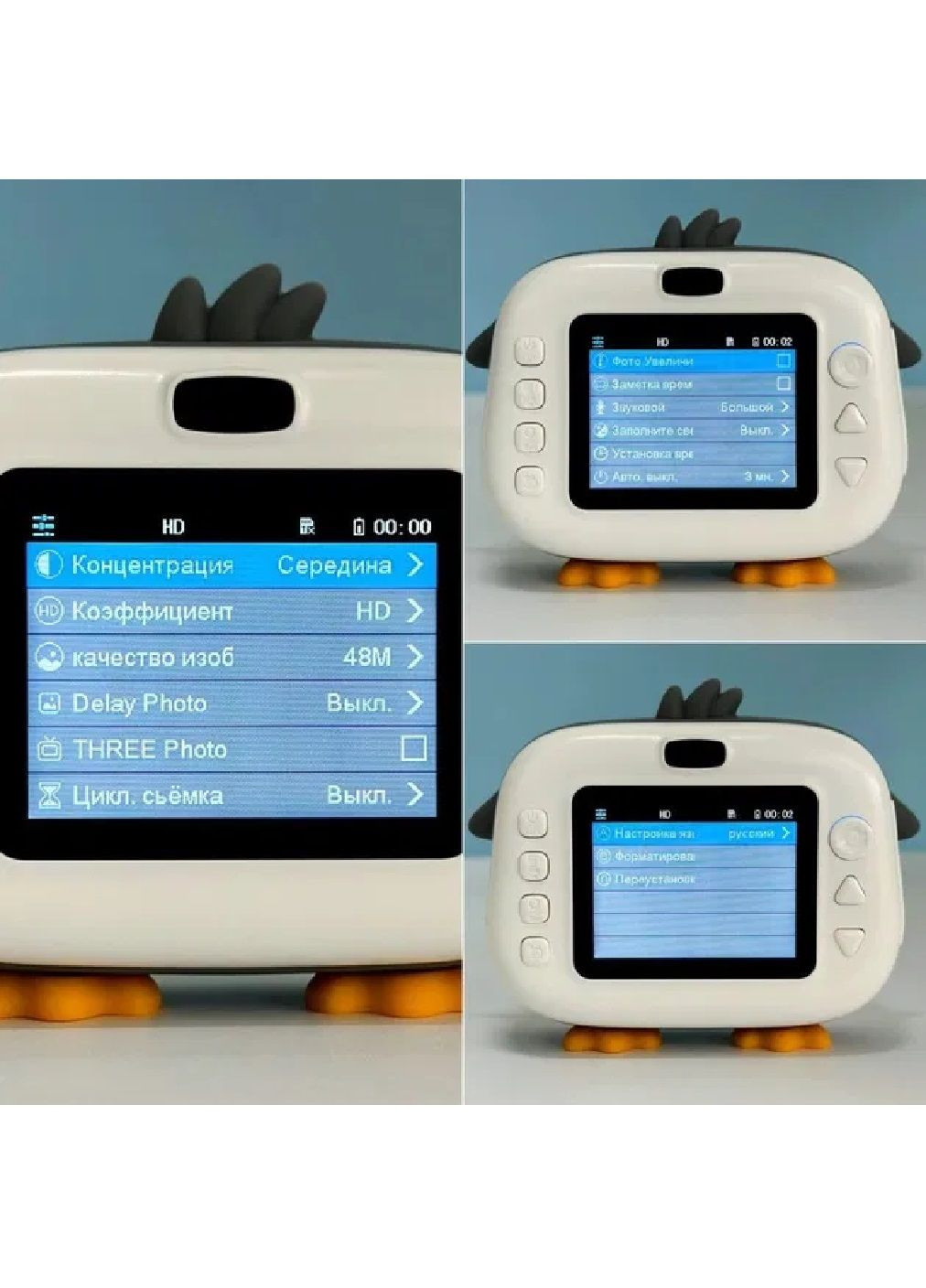 Дитячий фотоапарат термопринтер з миттєвим друком фронтальною камерою підтримкою карти пам'яті (480010-Prob) Пінгвін Unbranded (328136634)