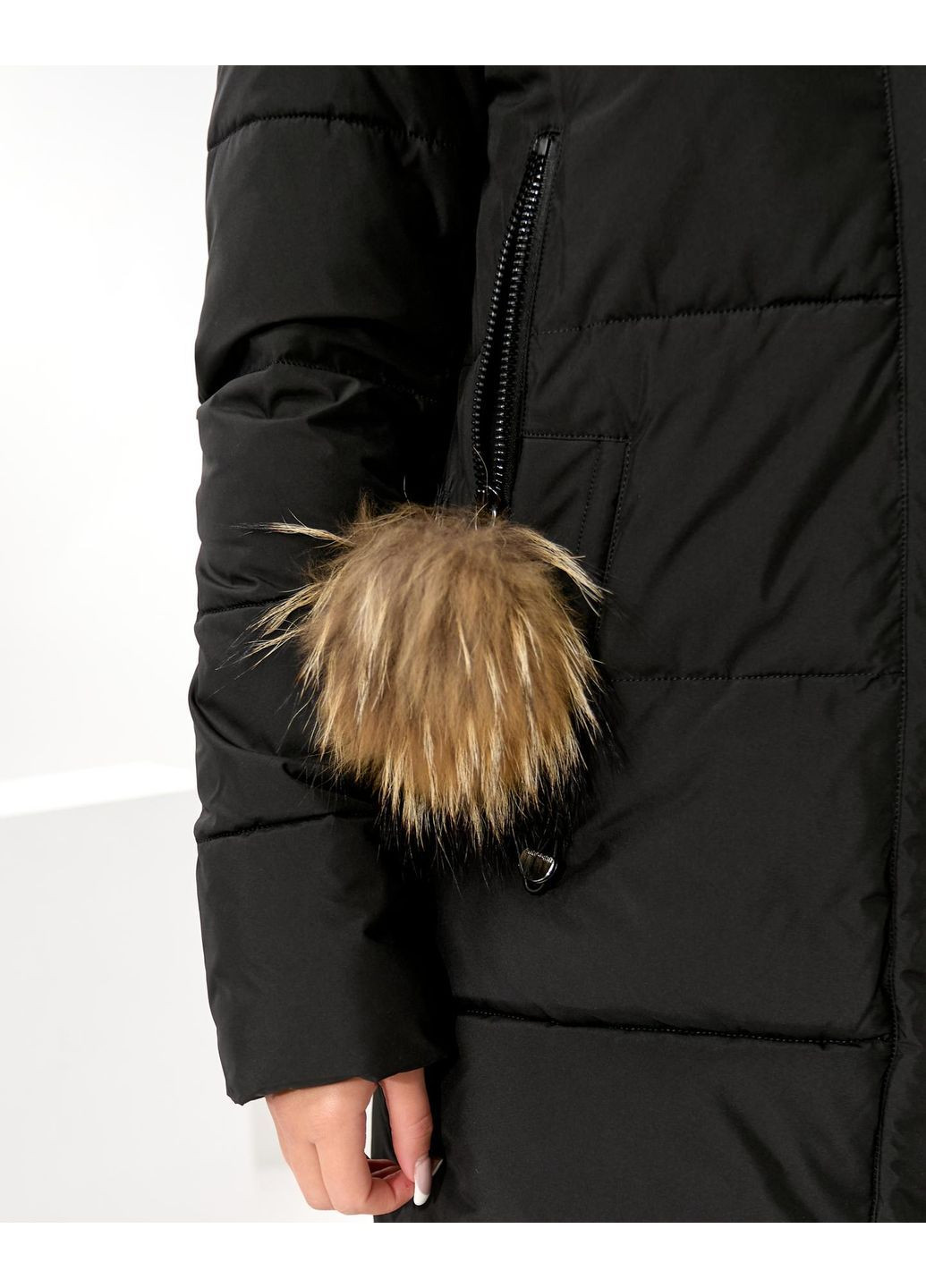 Чорне зимнє Стильне тепле пальто No Brand