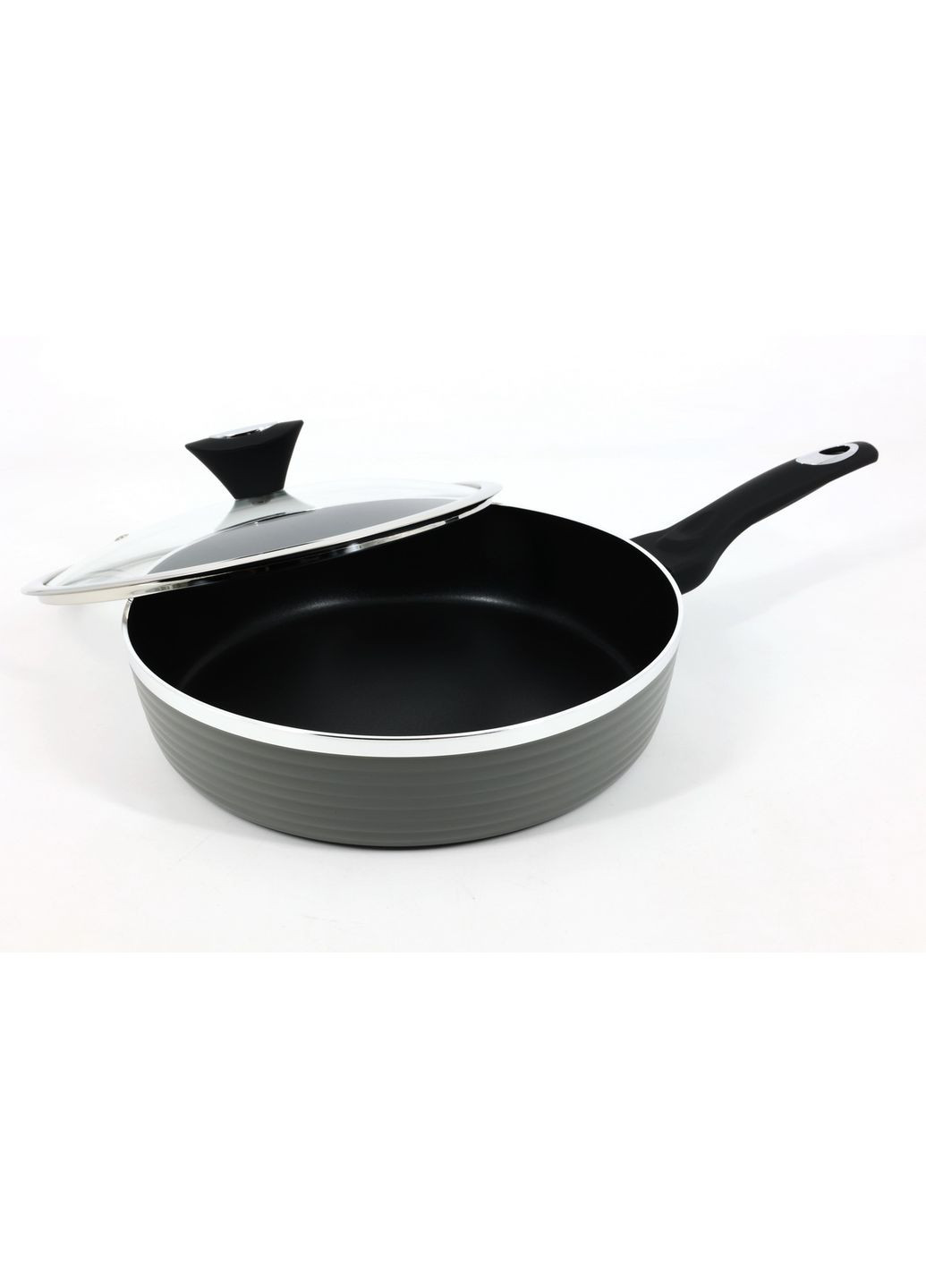 Сковорода з кришкою сковорідка пательня 3042 з антипригарним покриттям 24 см чорна Styleberg (351508276)