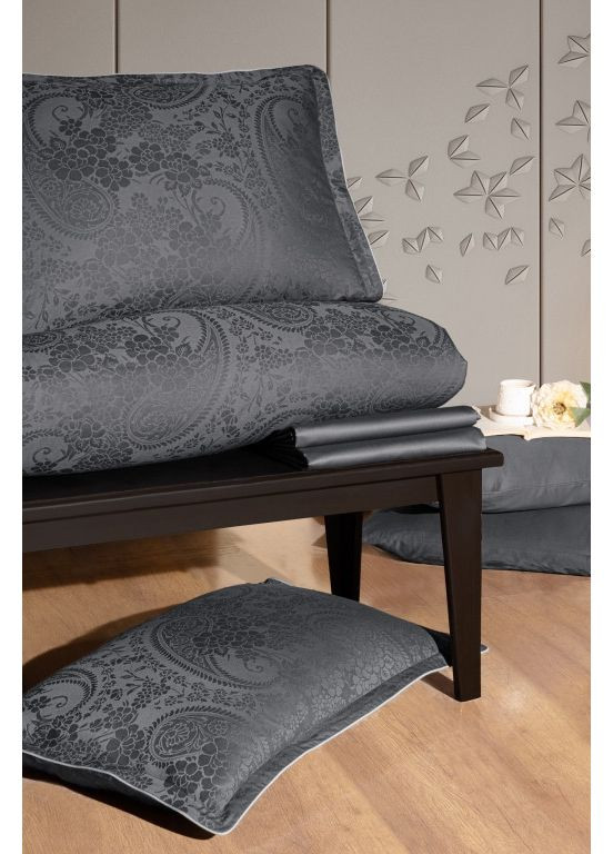 Постільна білизна Premium Satin 160×220 см сімейна Tracy Steel Grey La Romano (365814732)