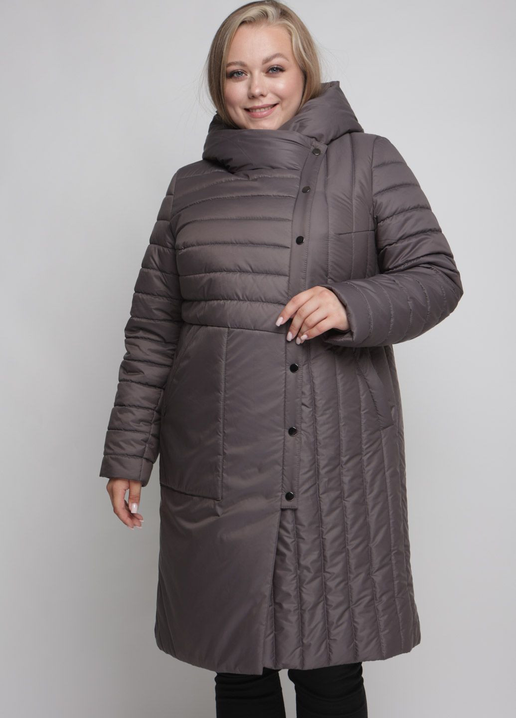 Коричнева зимня парка зимова жіноча великого розміру SK