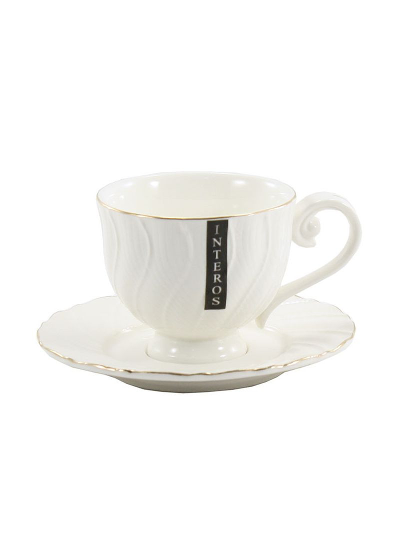 Чашка порцелянова Хвиля 260 мл біла з блюдцем (0112 А) Interos (323439524)
