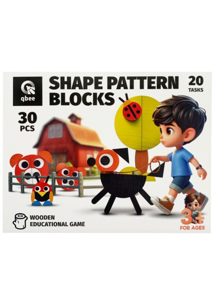 Розвиваюча дерев'яна гра "Фігурна мозаїка" QB700-005, 30 елементів No Brand (362569605)