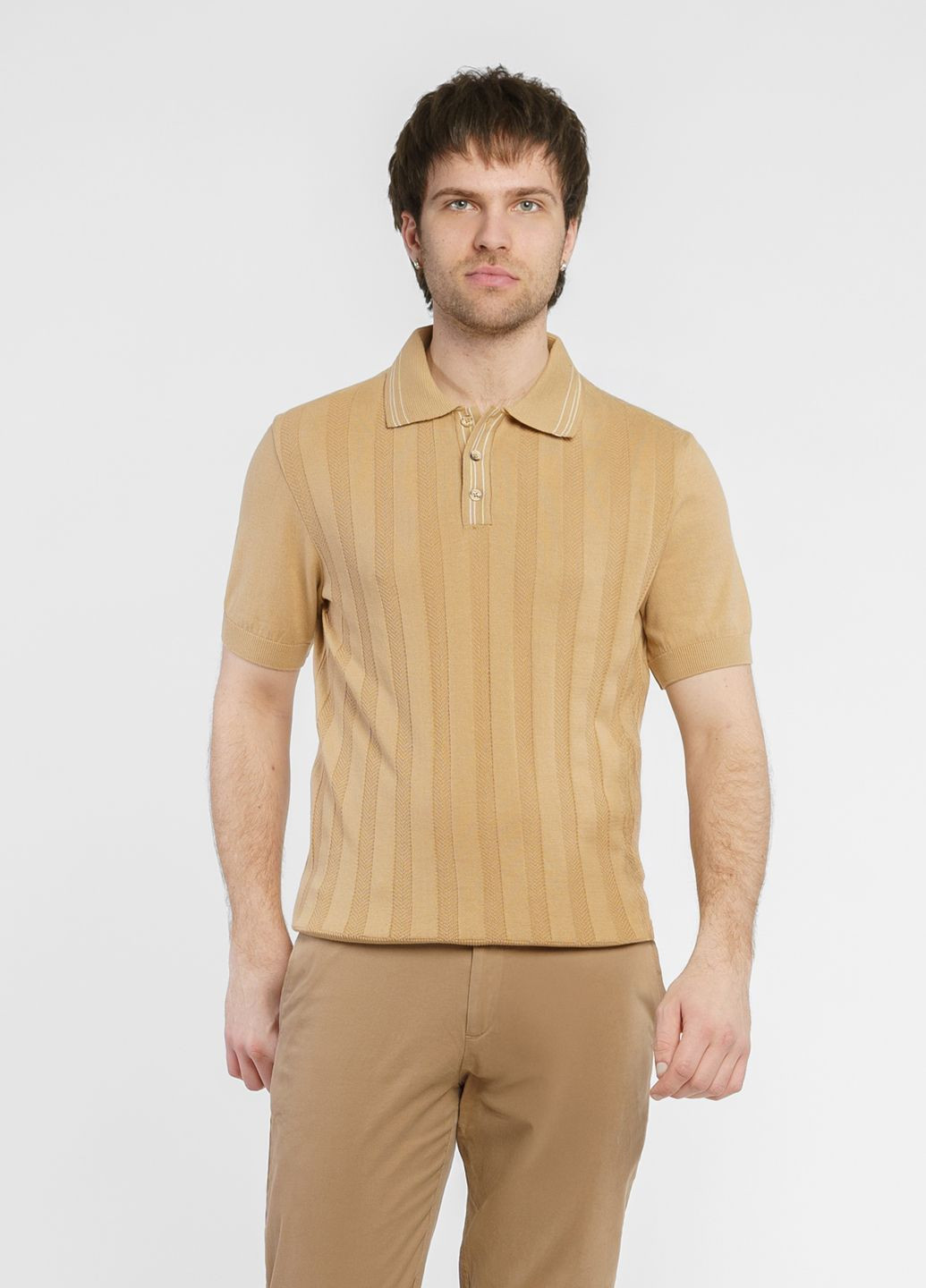 Бежевая футболка-поло мужское бежевое для мужчин Arber