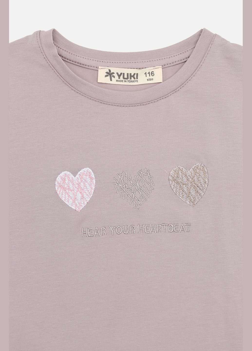 Світло-рожева літня футболка з коротким рукавом для дівчинки колір пудровий цб-00273323 Yuki