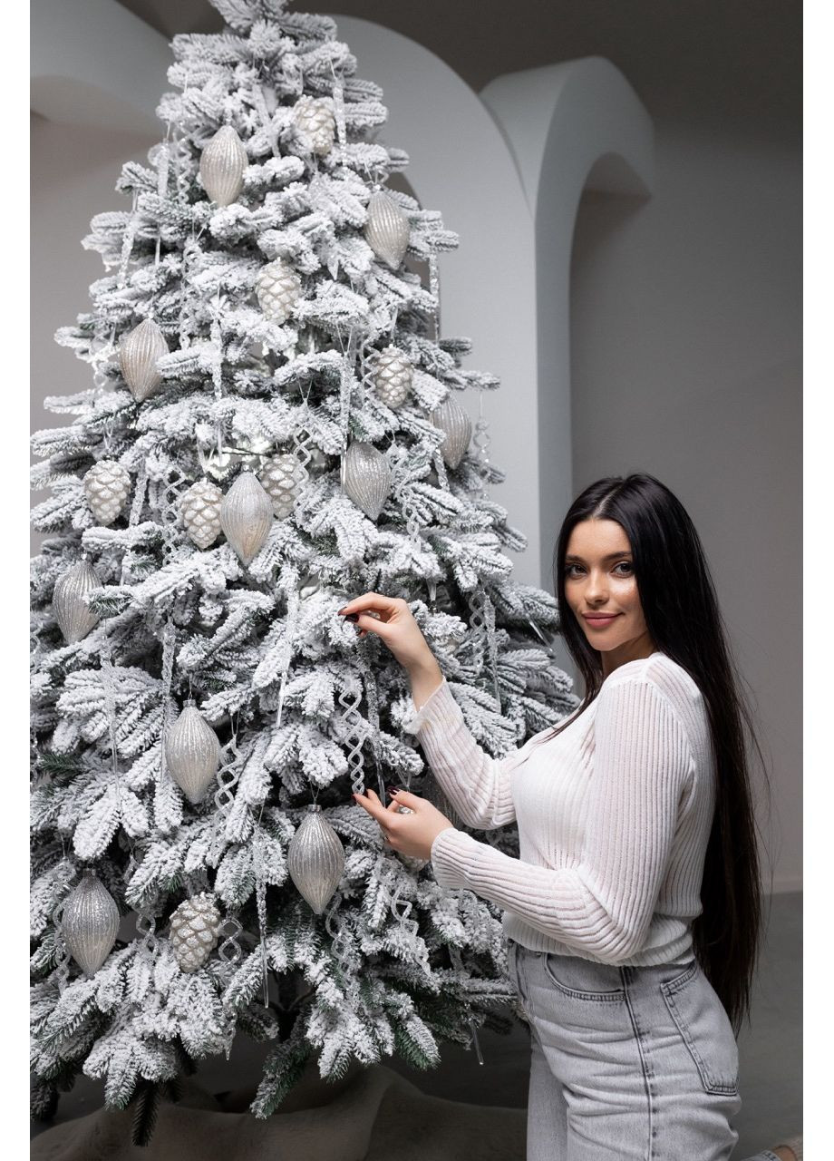 Ялинка штучна лита АНДОРА Засніжена 2.52 м з металевою підставкою на 30% пишніша, модель 2025 року Yalunka Tobi Андора (355803993)