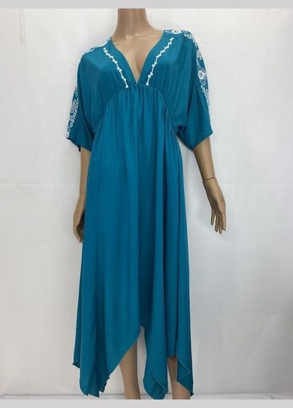 Изумрудное кэжуал платье No Brand с орнаментом